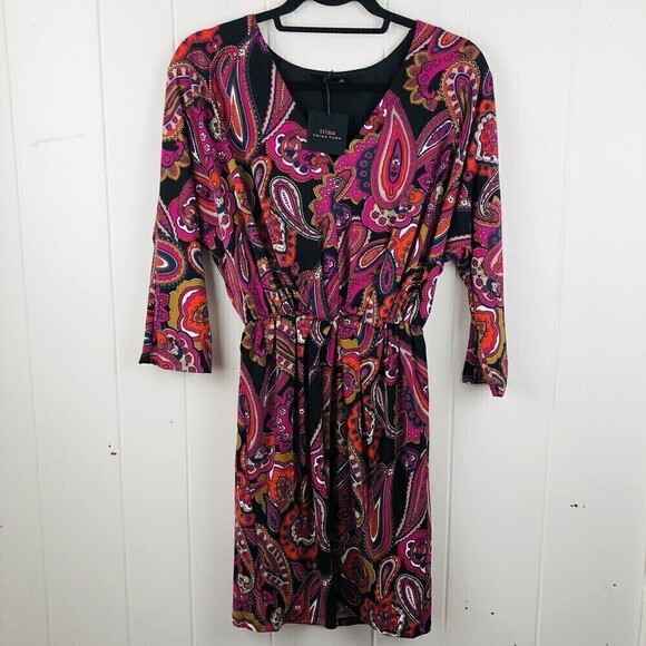 Trina Trina Turk Birch Printed Jersey V-Neck Ruched Dress Small - Picture 3 of 14